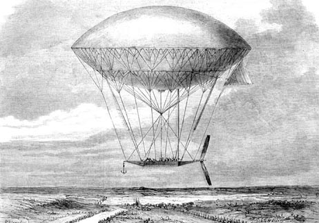 
The navigable balloon developed by Dupuy de Lome in 1872.