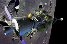 
The proposed Crew Exploration Vehicle approaching the Moon