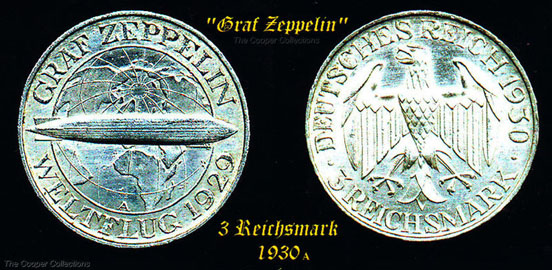 
Silver 3 Reichsmark coin (1930 A) honoring the 