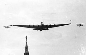 
Tupolev ANT-20 Maxim Gorky, the largest airplane of the 1930s, was used for Stalinist propaganda.