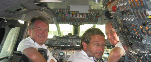 
Mike Bannister (left) in the cockpit of BA002
