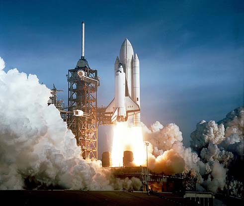 
The Space Shuttle Columbia seconds after engine ignition