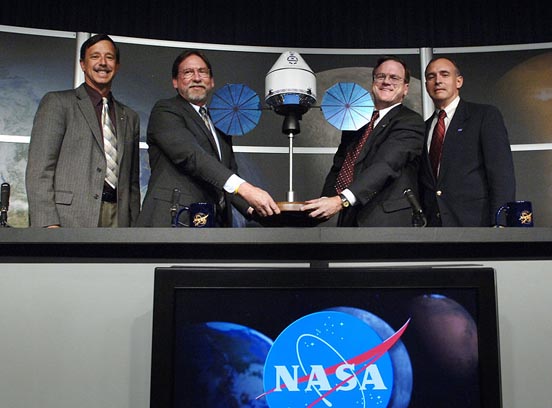 
NASA Constellation officials announcing the selected Orion contractor Aug. 31, 2006, at NASA Headquarters
