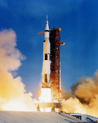 
The Saturn V rocket launched Apollo 11 and her crew on its journey to the Moon, July 16, 1969.