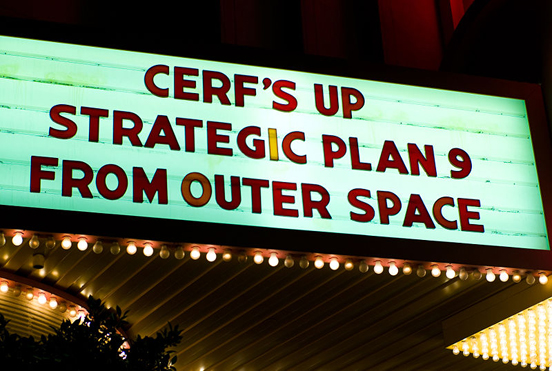 
ICANN meeting, Los Angeles, USA, 2007. The marquee plays a humorous homage to the Ed Wood film Plan 9 from Outer Space.
