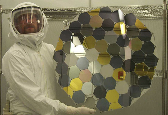 
A Genesis collector array consisting of a grid of ultra-pure wafers of silicon, gold, sapphire, diamond and other materials