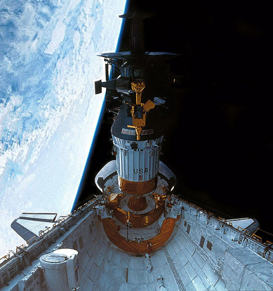 
Galileo and Inertial Upper Stage being deployed after being launched by the Space Shuttle Atlantis on the STS-34 mission