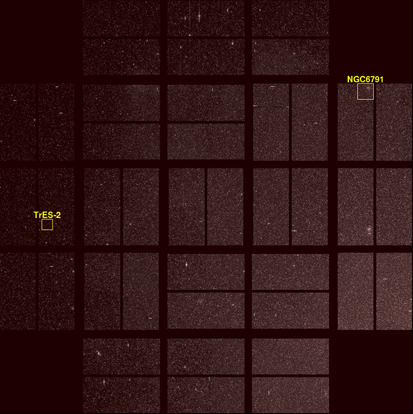 
A photo taken by Kepler with two points of interest outlined. Celestial north is to the left.