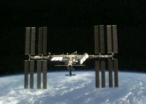 
The International Space Station in earth orbit after a visit from the crew of STS-119
