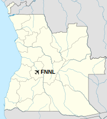 Location of Huambo Airport in Angola