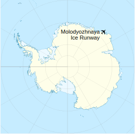 Location of Molodyozhnaya Ice Runway in Antarctica