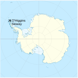 Location of OʼHiggins Skiway in Antarctica