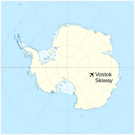 Location of Vostok Skiway in Antarctica