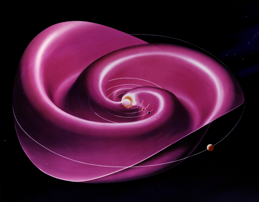 The heliospheric current sheet results from the influence of the Sun’s rotating magnetic field on the plasma in the solar wind