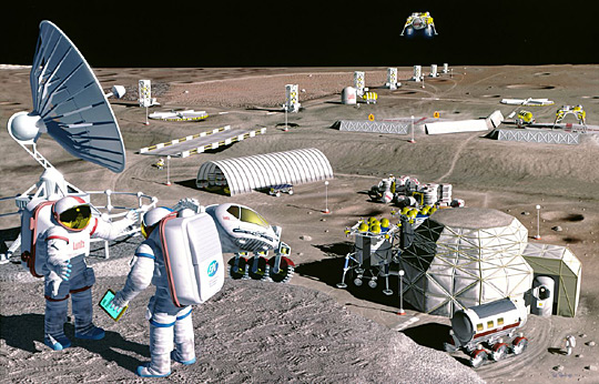 Artist's conception of a colony on the Moon