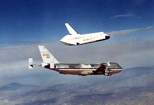 OV-101 Enterprise takes flight for the first time over Dryden Flight Research Facility
