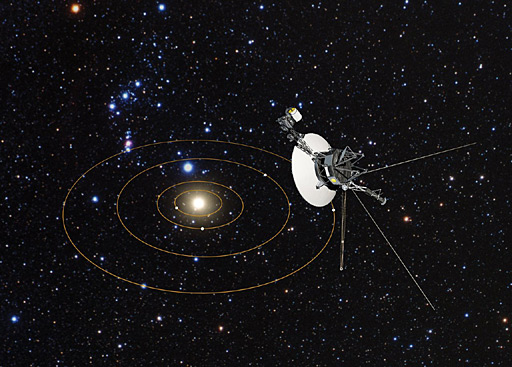 Voyager 1′s view of Solar System (artist’s impression).