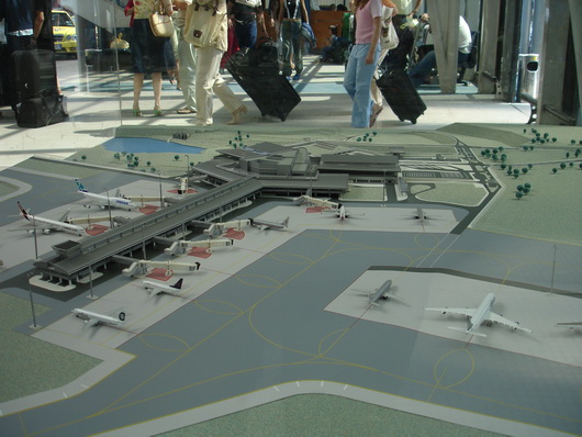 A model of Sofia Airport, put together inside that airport