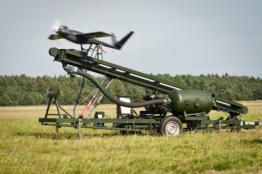 UAV launch from an air-powered catapult