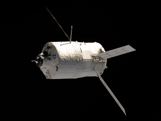 The uncrewed ATV-2 Johannes Kepler approaches crewed space station International Space Station.