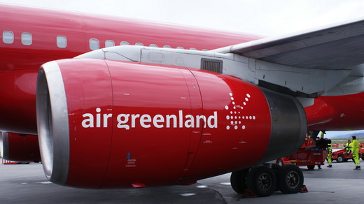 Air Greenland new logo on the engine of a Boeing 757-200