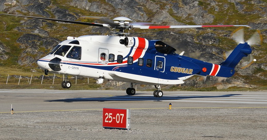 Sikorsky S-92 landing at Ilulissat Airport, Greenland.
