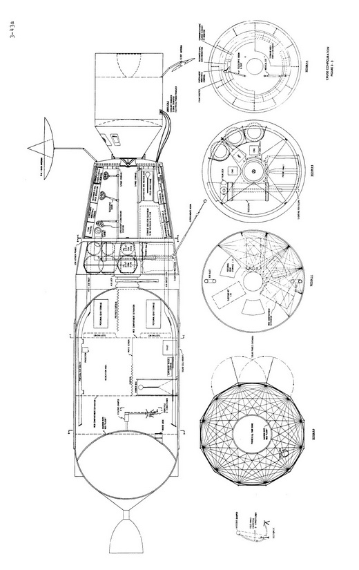 Cutaway diagram of the Apollo Applications Project Venus flyby spacecraft.