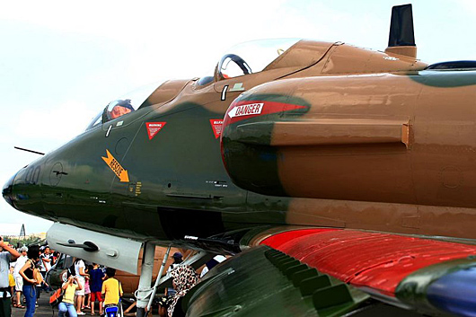 TA-4SU Super Skyhawk showing the row of vortex generators on the drooped leading edge slats