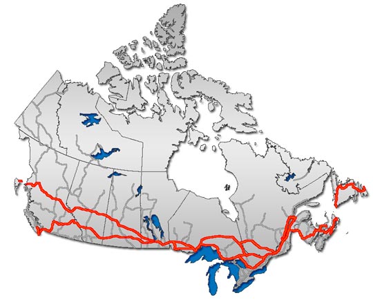 The base is 8 km (5.0 mi) south of the Trans-Canada Highway