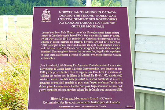 Plaque describing Norwegian training at Muskoka