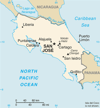 Costa Rica Airports map
