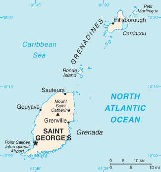 Grenada airports map
