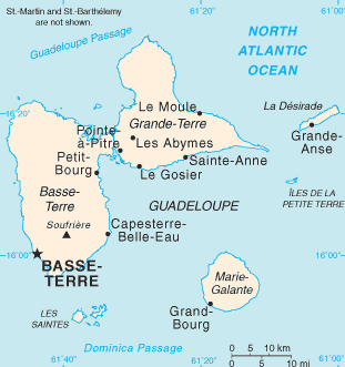 Guadeloupe airports map