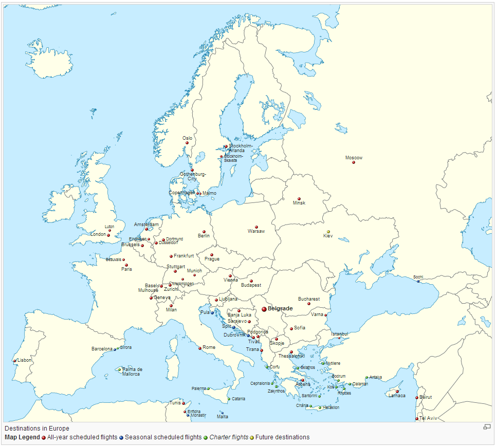 Destinations in Europe