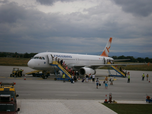 A Freebird Airlines Airbus 320 at Niš Airport (2013)