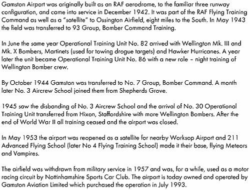 HISTORY of the Gamston Airfield