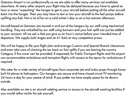 About Gamston Airfield