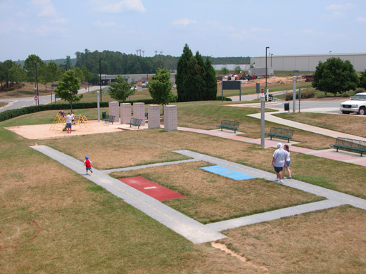 
A model of RDU runways for children at the outdoor observation deck.