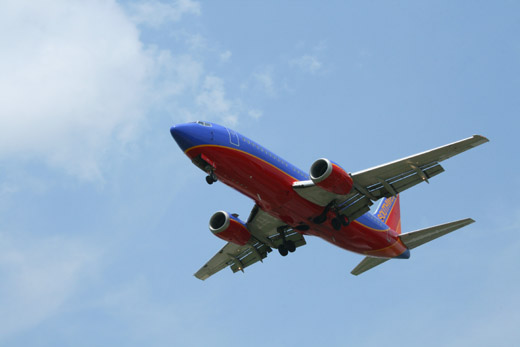 
Southwest Airlines Boeing 737 on final approach to runway 23R.