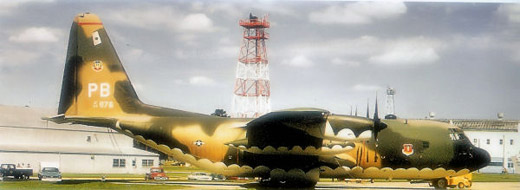 
C-130E Serial 63-7876 of the 41st Tactical Airlift Squadron during the Vietnam War.