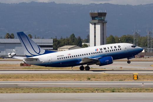 
United Airlines Boeing 737, a type the carrier used heavily at Rochester for almost 40 years.