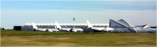 
Airport from the east. The overhaul base is in the lower left corner of the field. The proposed Central Terminal would be on the left at the end of the runway.