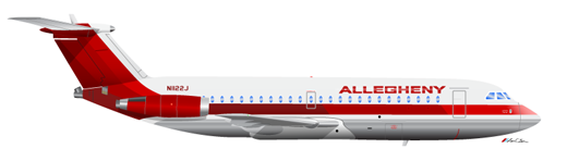 
Allegheny Airlines BAC-111. This type in these colors was heavily used at ROC in the 1970's.