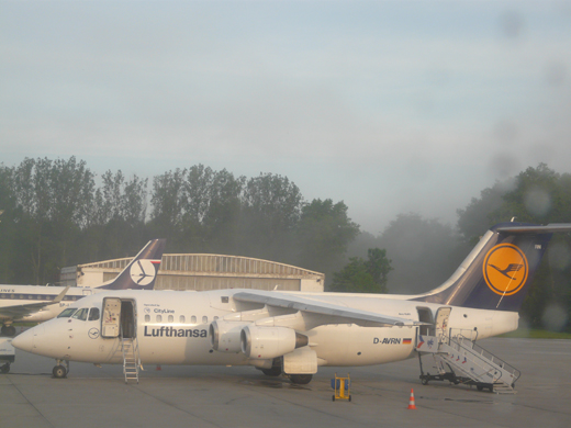 
Lufthansa Avro RJ85 at stand