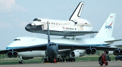 
Space Shuttle Discovery stops at Barksdale on its way to the Kennedy Space Center