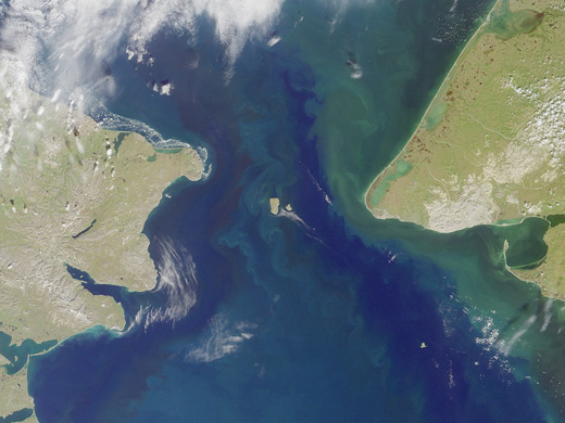 
NASA picture of the Bering Strait area; Little Diomede Island can be clearly seen in the middle of the strait, to the right of Big Diomede.