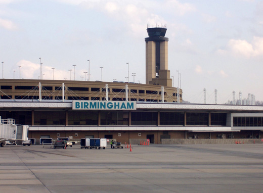 
Airport terminal, tower, and parking deck on March 14, 2008.