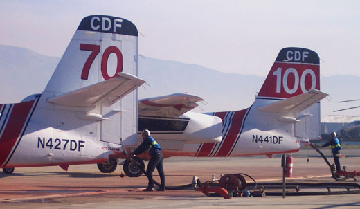 
S-2 Tankers reloading at Hemet-Ryan during the Esperanza Fire