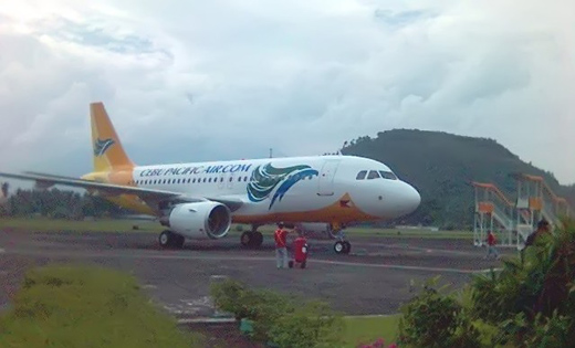 
A Cebu Pacific plane at Legazpi Airport in Legazpi City (Albay, Bicol, Philippines)