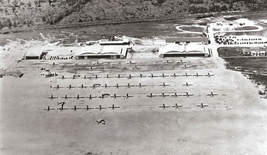 
Training aircraft and hangars at Daniel Field, about 1943